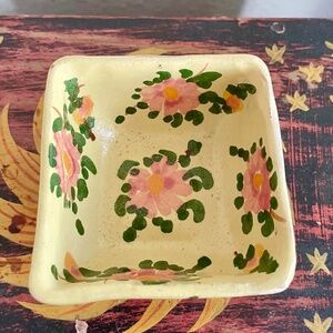 Vintage Italian Floral Ceramic Ring Dish • 1960s–70s Hand-Painted